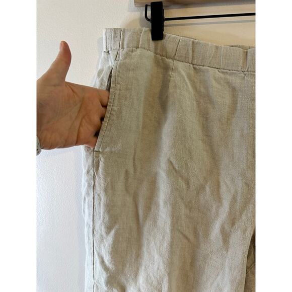 J. Jill Womens Love Linen Tan Wide Leg Pant Coastal Lagenlook Stretch Large - Picture 7 of 8